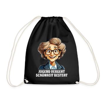 OLDER WOMAN YOUTH PASSES BEAUTY CONSISTS - Drawstring Bag - black - Front