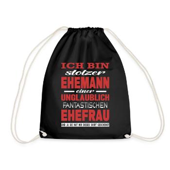 Husband Gift Wife Couples Relationship Love - Drawstring Bag - black - Front