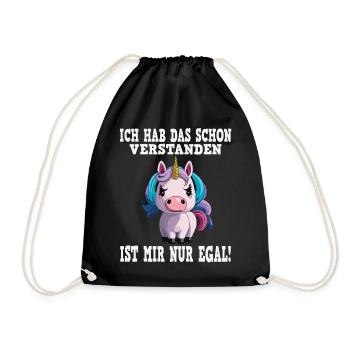 Cute unicorn cuddly look - Drawstring Bag - black - Front
