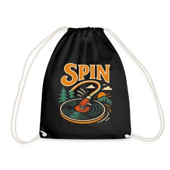 Spin Vinyl Record Player Music Lover 70s Retro - Drawstring Bag - black - Front