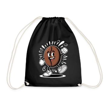 Dancing Coffee Bean Cartoon Coffee - Turnbeutel - Schwarz - Vorne