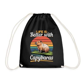 Funny aesthetic Kawaii Capybara - Turnbeutel - Schwarz - Vorne