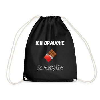 Chocolate Shirt – I Need Chocolate - Drawstring Bag - black - Front