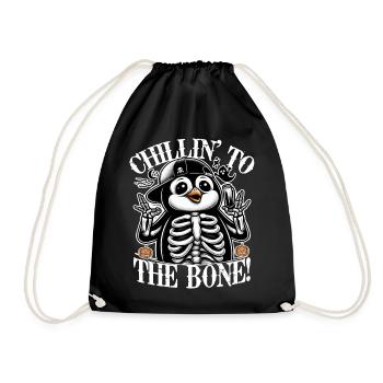 Skeleton Penguin Chilling Halloween Motif - Drawstring Bag - black - Front