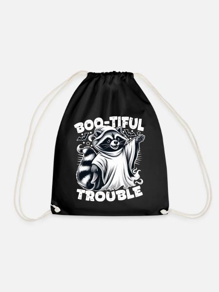 Ghost Raccoon: Boo-tiful Halloween Trouble - Drawstring Bag - black