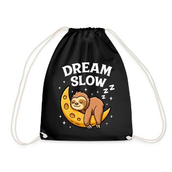 Cute sleeping sloth on moon - Drawstring Bag - black - Front