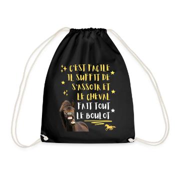 Cheval Humour Il Suffit de s'assoir c'est lui qui  - Sac de sport léger - noir - Devant