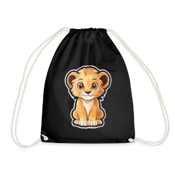 Lion - Drawstring Bag - black - Front