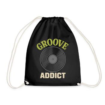 Groove Addict Vinyl Record Music Lover - Drawstring Bag - black - Front