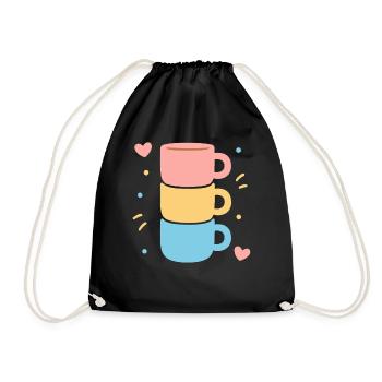 Süße Kaffeetasse Stack Pastel Hearts Love - Turnbeutel - Schwarz - Vorne