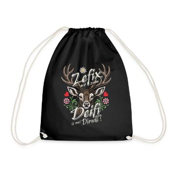 Zefix wo zum Deifi is mei Dirndl? Traditional costume & fun - Drawstring Bag - black - Front