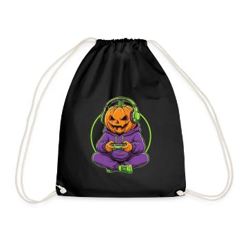 Pumpkin Gamer Halloween Gaming - Turnbeutel - Schwarz - Vorne
