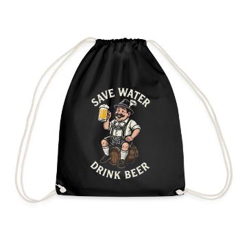 Save water drink beer - Biertrinker - Spruch - Drawstring Bag - black - Front