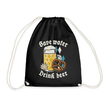 Save water drink beer - Biertrinker - Spruch - Drawstring Bag - black - Front