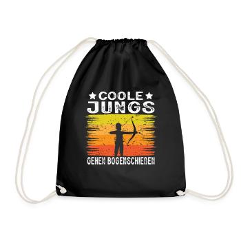 Bogenschießen Geschenk Bogenschütze Jungs - Turnbeutel - Schwarz - Vorne