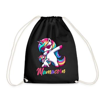 Mamacorn Mama Einhorn Mutter Babykorn Unicorn - Turnbeutel - Schwarz - Vorne
