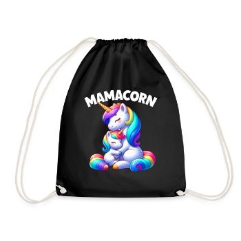 Mamacorn Mama Einhorn Mutter Babykorn Unicorn - Turnbeutel - Schwarz - Vorne