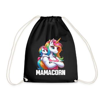 Mama Einhorn Mamacorn Mutter Tochter Dadacorn - Turnbeutel - Schwarz - Vorne