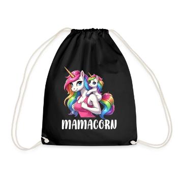 Mamacorn Mama Einhorn Mutter Damen Partnerlook - Turnbeutel - Schwarz - Vorne