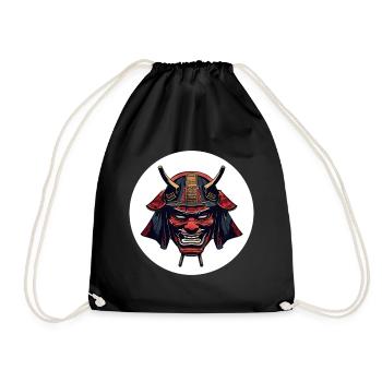 Red Oni Demon Helmet - Drawstring Bag - black - Front