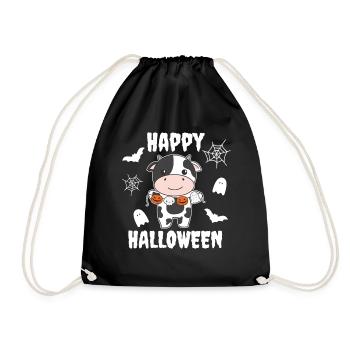 Vache Happy Halloween Citrouille Fantôme Costume - Sac de sport léger - noir - Devant