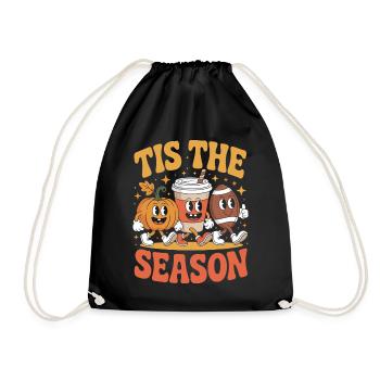 Tis The Season Football Fall Design - Drawstring Bag - black - Front