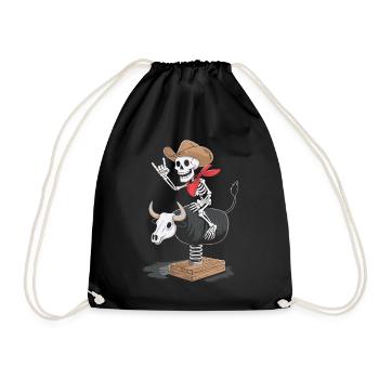 Cow-boy squelette sur la mécanique du taureau - Sac de sport léger - noir - Devant