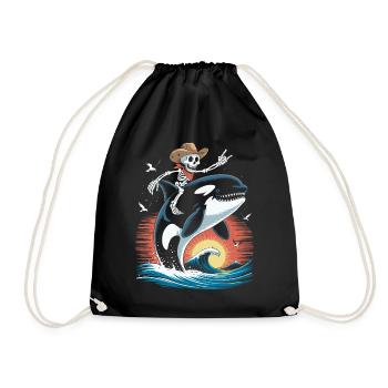 Cow-boy squelette sur la scène des vagues d’orque - Sac de sport léger - noir - Devant