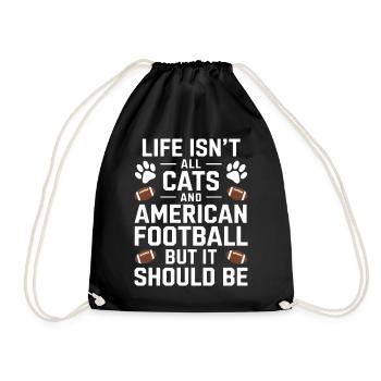 Football Saying Cats Funny Football Gift - Drawstring Bag - black - Front