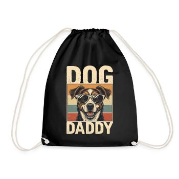 Dog father in retro style - Drawstring Bag - black - Front