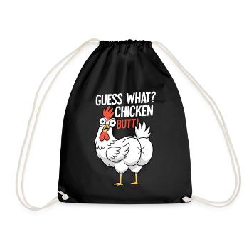 Chicken Butt Saying Cartoon - Drawstring Bag - black - Front