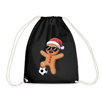 Festive Christmas Soccer Cartoon - Turnbeutel - Schwarz - Vorne