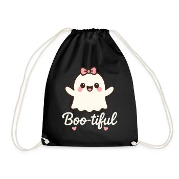 Cute Boo-Tiful Ghost Halloween Party Fun - Drawstring Bag - black - Front