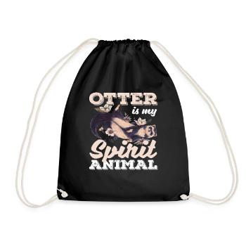 Sea Otter Cartoon Spirtit Animal Lover - Drawstring Bag - black - Front