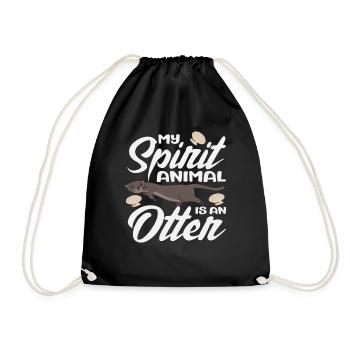 Cute Sea Otter Spirit Animal - Drawstring Bag - black - Front