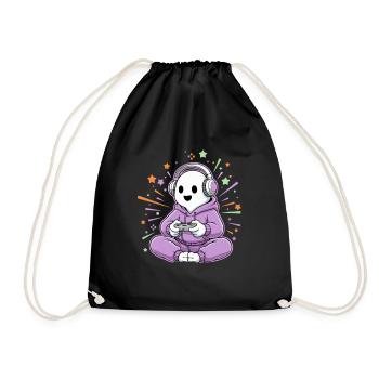 Halloween Gamer Cartoon Scary Gaming - Drawstring Bag - black - Front