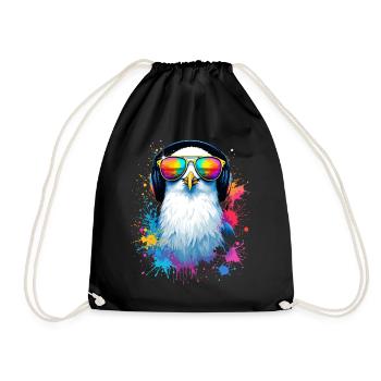 Oiseau mouette coloré avec des lunettes de soleil - Sac de sport léger - noir - Devant