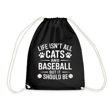 Baseball Spruch Katzen Lustiges Baseball Geschenk - Turnbeutel - Schwarz - Vorne