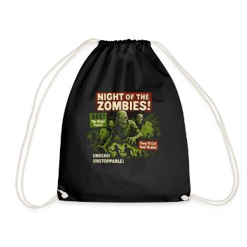 Night of the Zombies Movie Poster Halloween - Drawstring Bag - black - Front