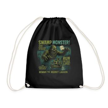 Swamp Monster Movie Poster Vintage Halloween - Drawstring Bag - black - Front