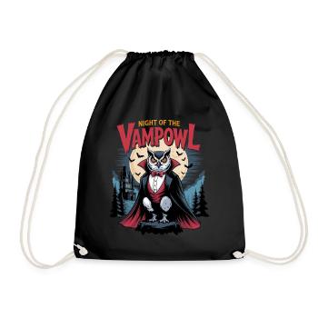 Vampowl Night Motif Vampire Owl - Drawstring Bag - black - Front