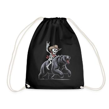 Rodéo de squelette sur ours - Sac de sport léger - noir - Devant