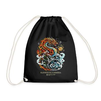Elemental Chimera | Fire & Water Dragon - Drawstring Bag - black - Front