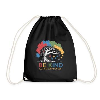 Be Kind Autism Bewusstsein Baum Puzzle - Turnbeutel - Schwarz - Vorne