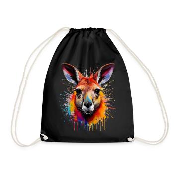 Kangaroo Color Explosion Portrait - Drawstring Bag - black - Front