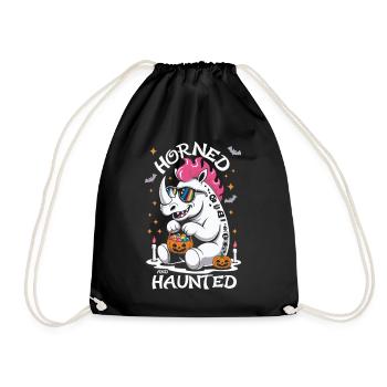 Nashorn Halloween: Horned and Haunted - Turnbeutel - Schwarz - Vorne