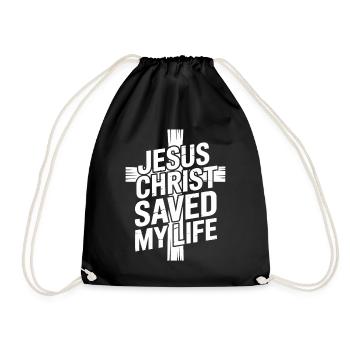  Jesus Christus hat mein Leben gerettet - Turnbeutel - Schwarz - Vorne