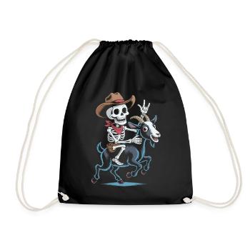 Squelette cow-boy sur chèvre - Sac de sport léger - noir - Devant