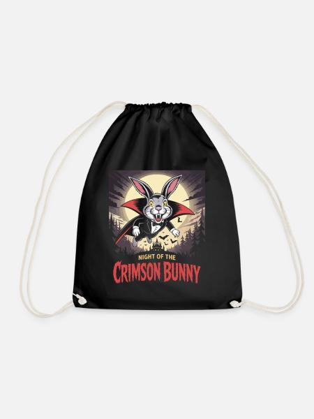 Night of the Crimson Bunny - Bunny Design - Drawstring Bag - black