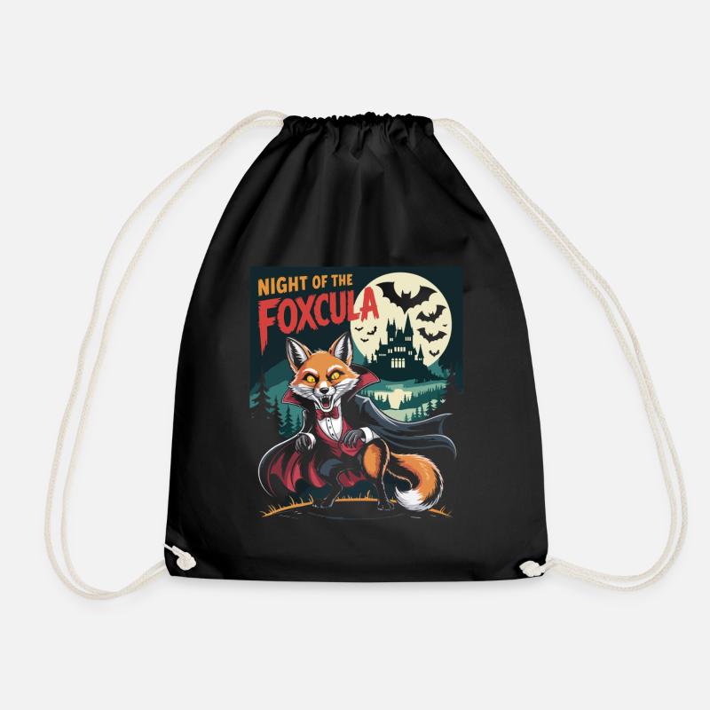 Fox Night at the Castle with Vampires - Drawstring Bag - black